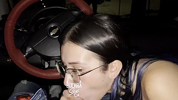 friends went to a party and the girl gives him an oral in the car