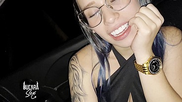 friends went to a party and the girl gives him an oral in the car