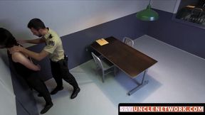 SayUncleNetwork.com - Young long haired thief takes raw fuck from two dominant police