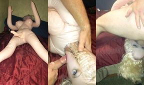 Masked Beast Chokes TS Gia Doll on Uncut Cock Facial Blast