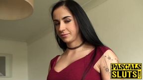 Dirty skank with tattoos lets this guy do everything to her