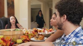 Ebony MILF YumTheeBoss gets Thanksgiving cum from future son in law