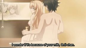 Busty Golden-haired Girl Sucks Cock and Masturbates with Her Big Tits