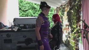 Latex Nun Chair Torment – Padlockable Cuffs, Spreader Bar, Tape Gag, Latex Gas Mask & Vibrator