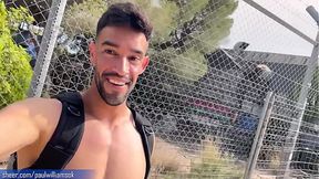 Naked guy explores an empty building, steamy!