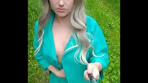 Risky nude in a public park