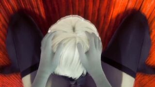 NieR:Automata: 2B A2  9S 3 way gang bang double fellatio + jizzed [3D anime animation]