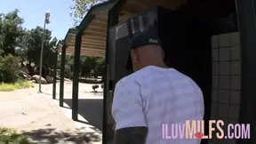 Horny blonde receives a huge cumshot on her pierced tongue