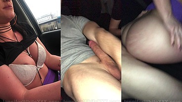 Jennifer White fucks a stranger from a gas station in her car