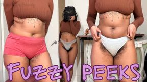 Fuzzy Peeks: Hairy Ebony Panty Fetish 4K