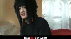 Alternate stud strokes his massive fat cock intensely and loves it