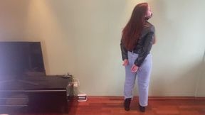 standing gagged girl