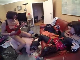 Vicious very matures shemales use a slave guy