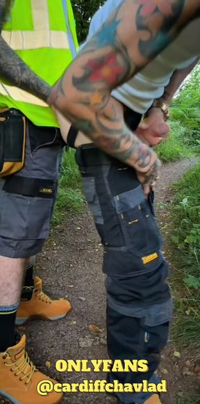 Construction Workmen fuck outdoors and cum