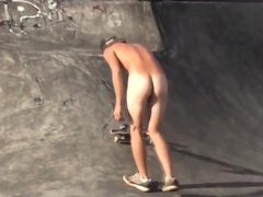 nice nude Skater boy on skateboard