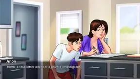 Cartoon chick Debbie shows off her huge boobs in a steamy summer scene