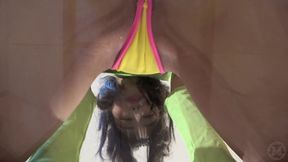 Your Face Is Put Into a Facesitting Box and Girl in a Bikini Sits on It Like a Chair, Laughing and Humiliating You, POV