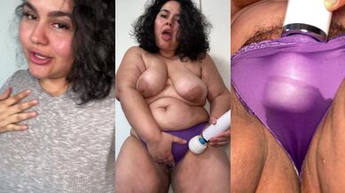 BBW MILF Karla Lane soaking panties with her wand vibrator squirt solo