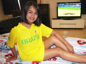 World Cup watching with cute Thai teen