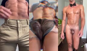 Muscle jock uncut dick blasts thick cream all over his abs while pumping raw cum