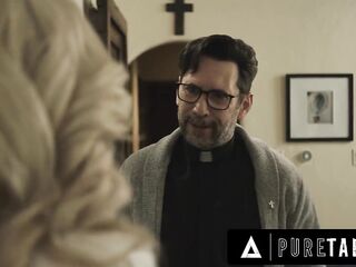 PURE TABOO Conservative Lexi Lore Confesses Lewd Thoughts To Priests Who Suggest To Purge Her Sin