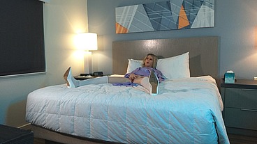 Post Op Hot Blonde Trans Woman Rubs New Pussy