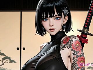 Samurai honey disrobes as her sword gleams then gets pinned & drenched in steaming cum (AI Sex)