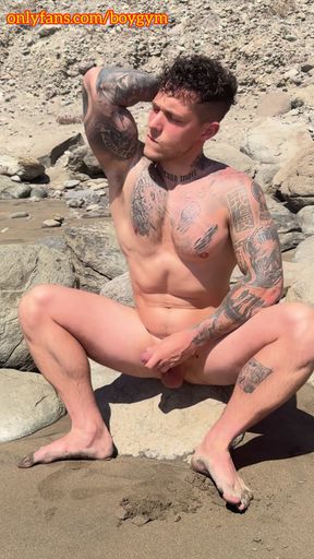 BOYGYM - Cock Exhibition In Public Beach!