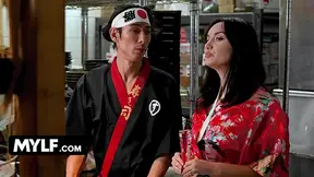 OLDER WOMAN Lily Lane and Hostess Paris Lincoln go wild for a restaurant promotion