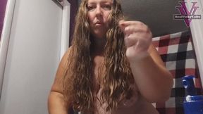 long hair conditioning treatment and titty shaking- HD 1080p