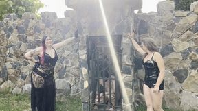 double female domination with already heavy bruised slaven who receives more corporal punishment