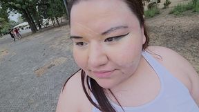i love walking around in public with cum on my face and showing off my huge ass