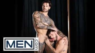 Papi Kocic rims Manuel Reyes ass over mantelpiece then barebacks him