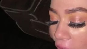 Stunning Latina with big booty sucks cock and rides in doggystyle