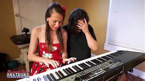 Petite brunette Cloe gets her pussy fucked penetrating in various positions