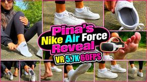 VR 3D 5,7K 180 60 fps | Pina Presents Her Nike Air Sneakers – White One-Day Worn Socks, Close-Up Shoe Details & Barefoot Reveal