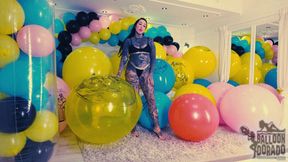 Caro pops a lot of Custom printed Balloons with her Fingernails HD Version