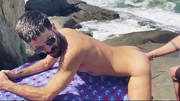 Rick paix&atilde_o e Fernando Brutto na praia de abric&oacute_