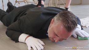 Redhead Cheating Wife Monique Alexander gets eaten out and screwed on the sofa by batler