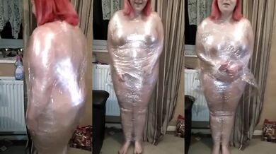 Fully Naked and Wrapped In Cling Film I Gotta Try Get Out lol