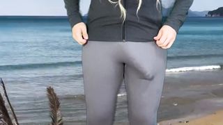Monstrous fuckpole ladyboy does yoga in beach palace