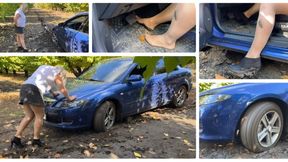 Stuck in the forest, barefoot GIRL stuck in the mud MP4
