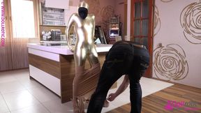 Multilayer Zentai Suits in Kitchen