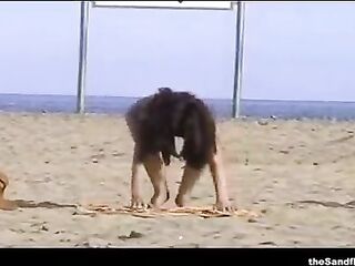 Excited amateur couples are often screwing on the nudist beach, in the centre of the day