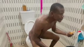 Only man in the bathroom