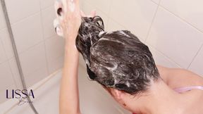 Hair Wash, Conditioner and Lots of Foam with Leather Pants