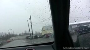 Teen girl masturbates in car