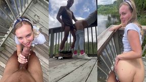 hooking up on a hike outdoor bbc blowjob and doggy