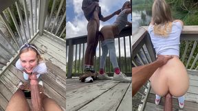 hooking up on a hike outdoor bbc blowjob and doggy