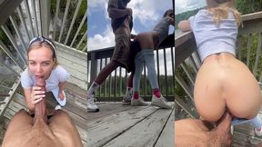 hooking up on a hike outdoor bbc blowjob and doggy